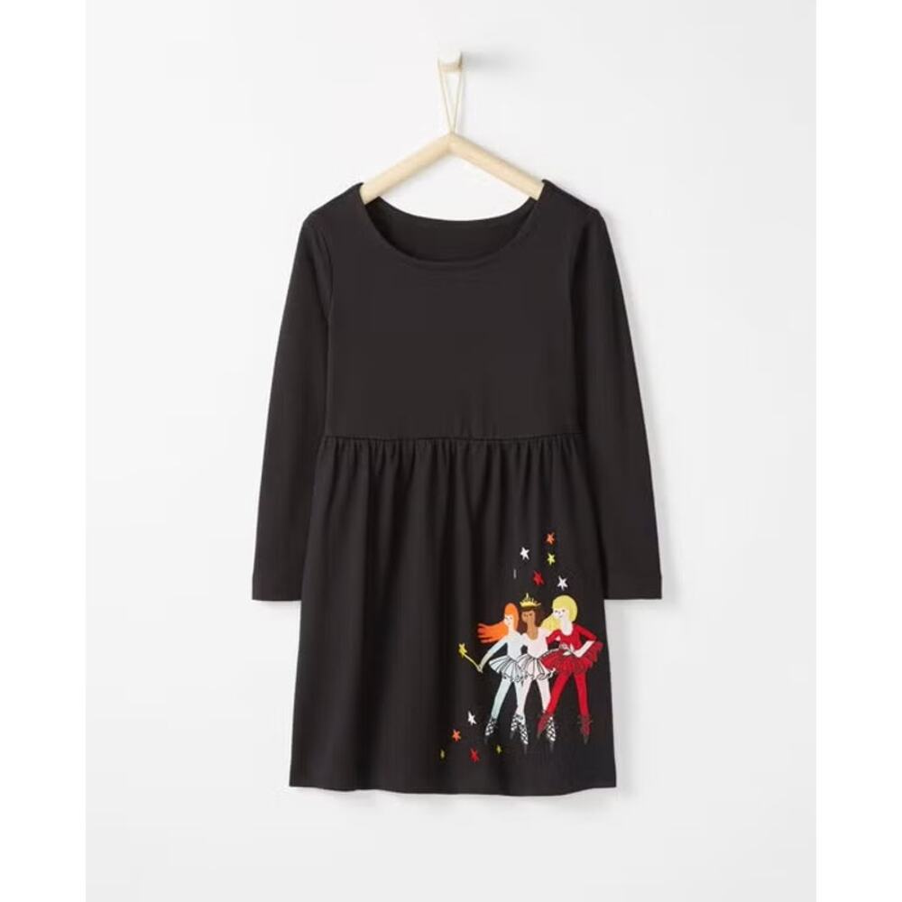 Hanna Andersson Applique Ballerinas Dress Cotton Black New Size 110 (US 5)